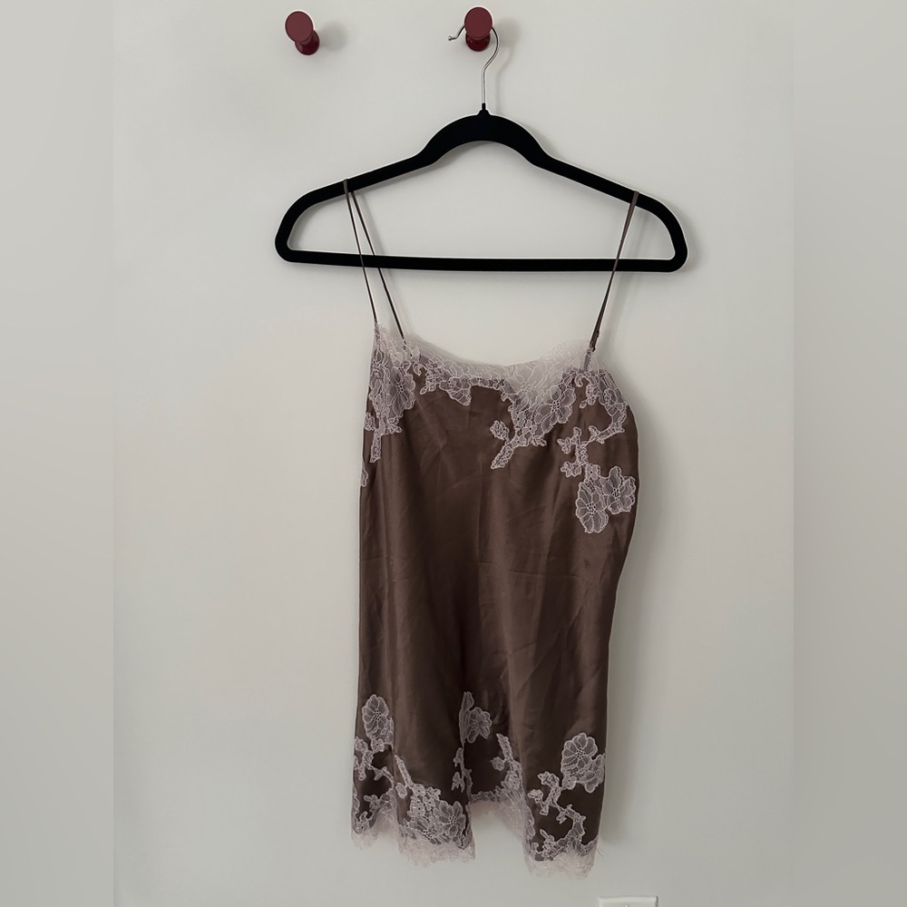 Victoria’s Secret Lingerie Short Dress Brown Pink Lace - Size S